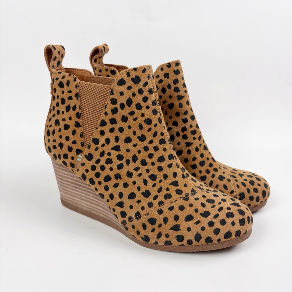 Toms Kelsey Wedge Boot Suede Cheetah Print